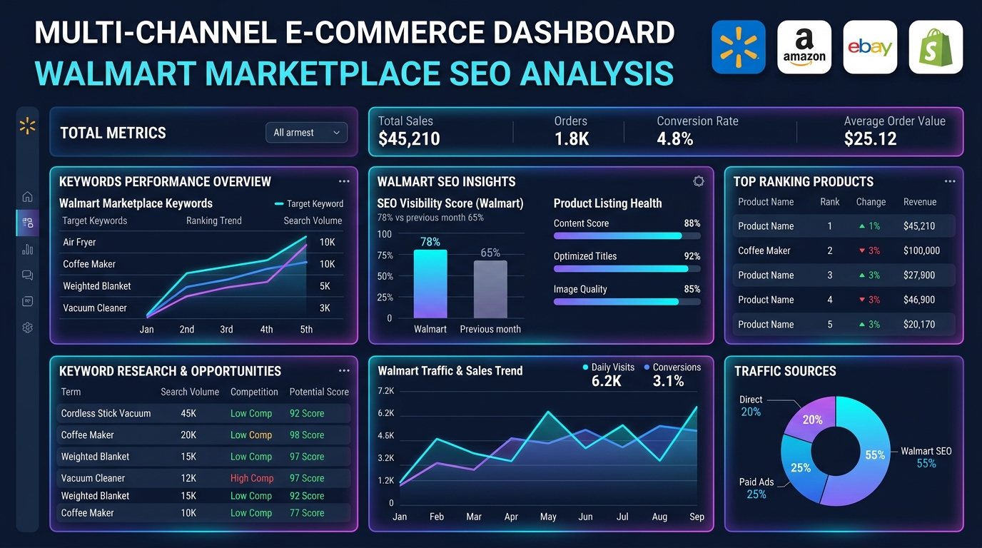 Helium 10 Walmart Marketplace Dashboard Graphic